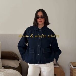 EVERLANE CROPPED DENIM JACKET, M